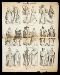 Achtzehn Kostümbilder zu Goethes "Faust" sowie zu den "Hugenotten" und zu "Tannhäuser"